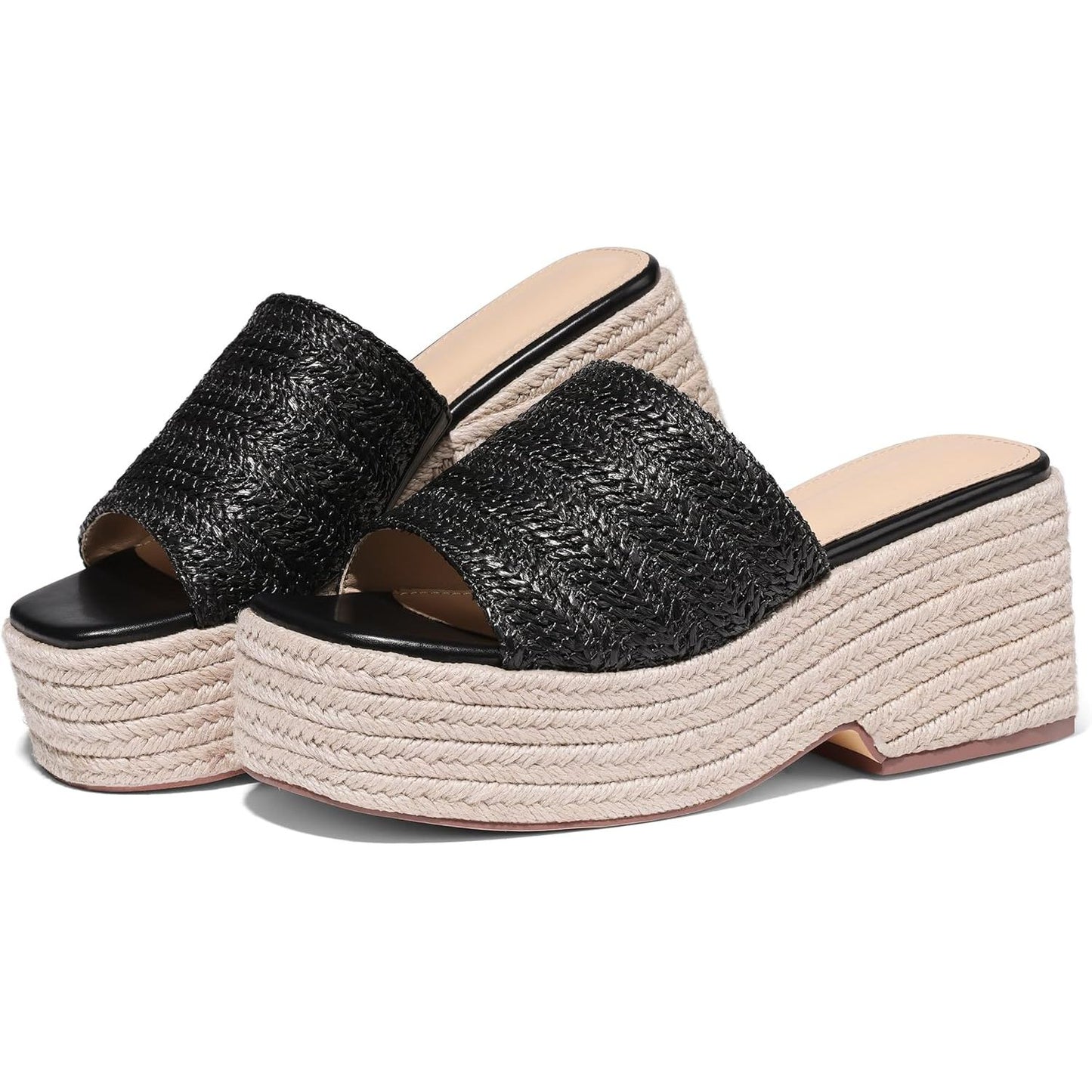 Platform Slip on Espadrille Sandals for Women Wedges Slides Bohemia Sandals Flatform Open Toe Beach Sandals
