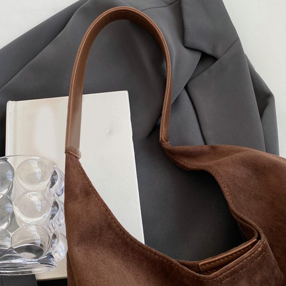 Trendy Suede Tote Bags for Women Work Bags Retro Suede Slouchy Bag Travel Handbag Office College Tote Handbag 2025