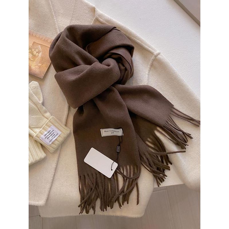 Thick Soft Plain Scarf for Fall & Winter, Unisex Elegant Woven Wrap for Daily Wear, Cozy Oversized Shawl for Warmth